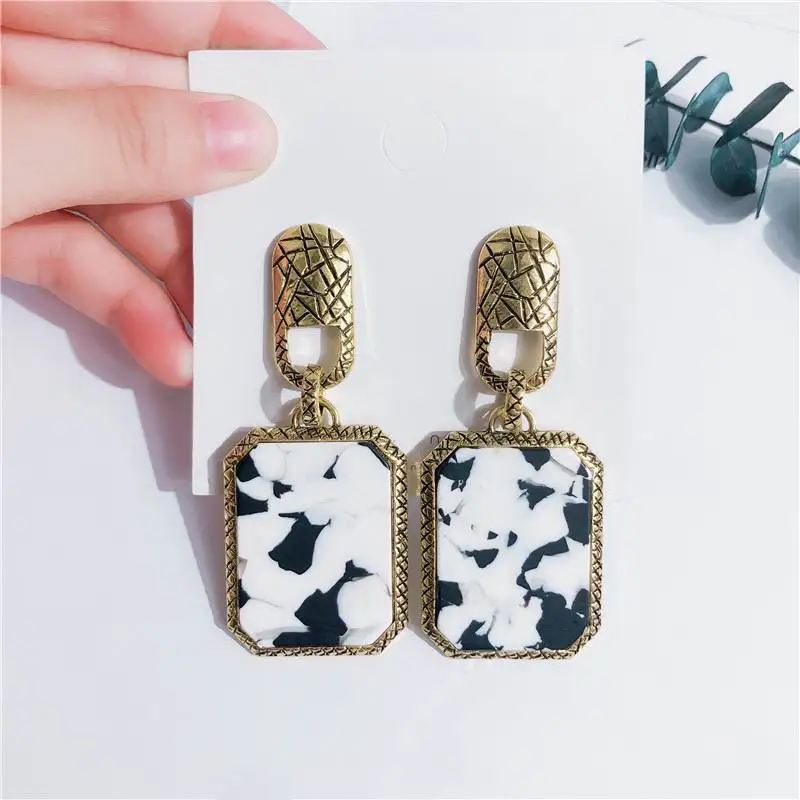 Женские винтажные серьги в Корейском стиле Геометрические Квадратные