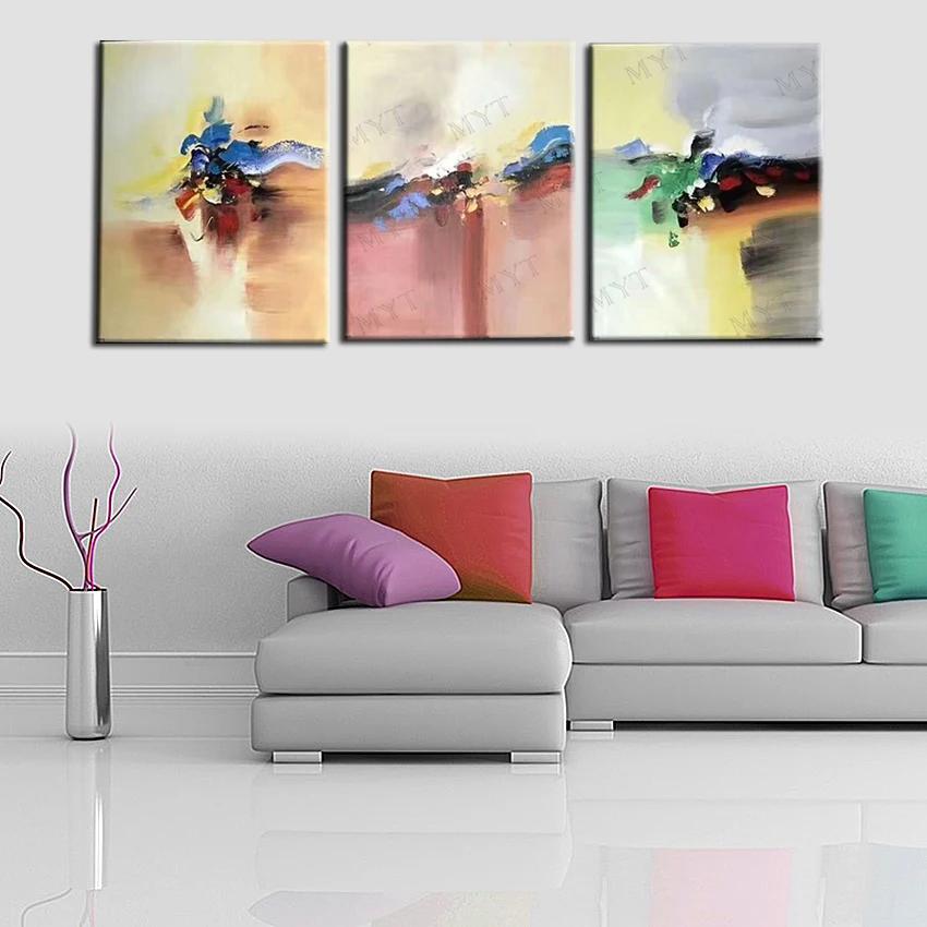 MYT Large Handpainted 3 PCS As 1 Set Landscape Oil Painting On Canvas Wall Art Pictures For Living Room Home Decor | Дом и сад