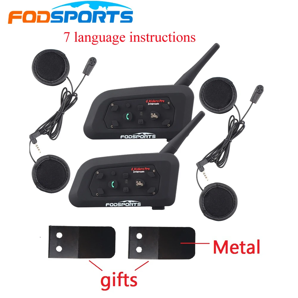 2 шт. Fodsoprt V6 Pro мотоциклетный Bluetooth шлем гарнитуры домофон для 6 гонщиков BT беспроводной intercomunicador переговорные MP3 gps