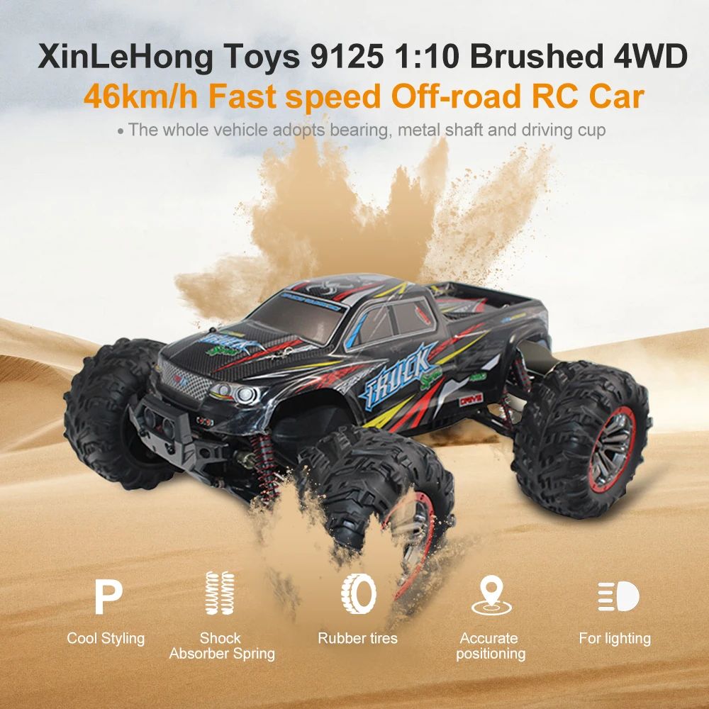 Игрушки xinlehong 9125 1:10 матовый 4WD 46 км/ч быстрая скорость внедорожник RC автомобиль