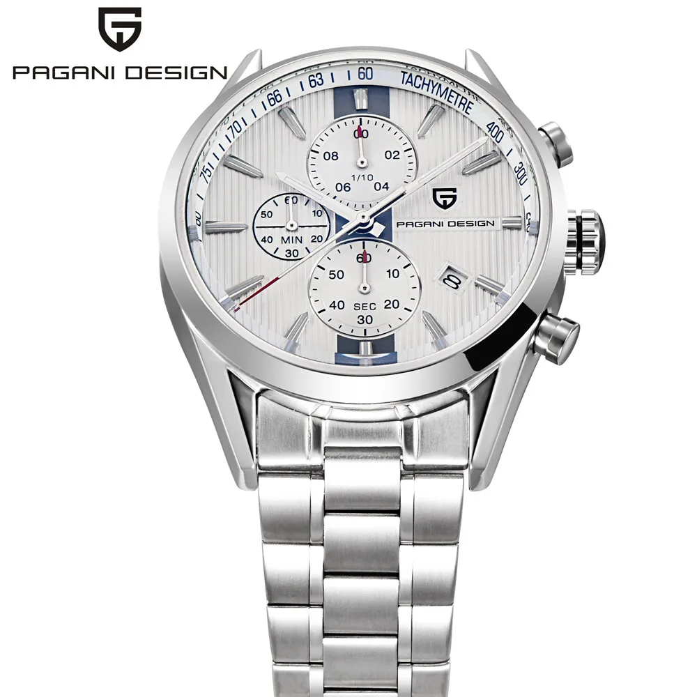 Часы PAGANI мужские из нержавеющей стали с хронографом водонепроницаемые