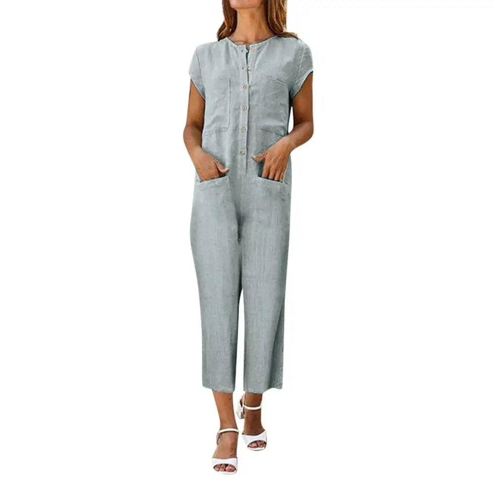 Женские комбинезоны с v-образным вырезом повседневные однотонные короткими