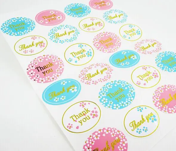 240 шт. золотой спасибо цветок ручная работа упаковка для торта уплотнительные