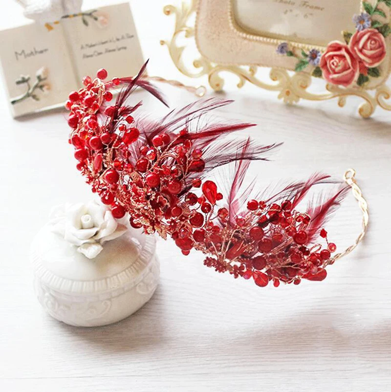 Bavoen шикарные ярко красного цвета вечернее платье с жемчугом и перьями лента для