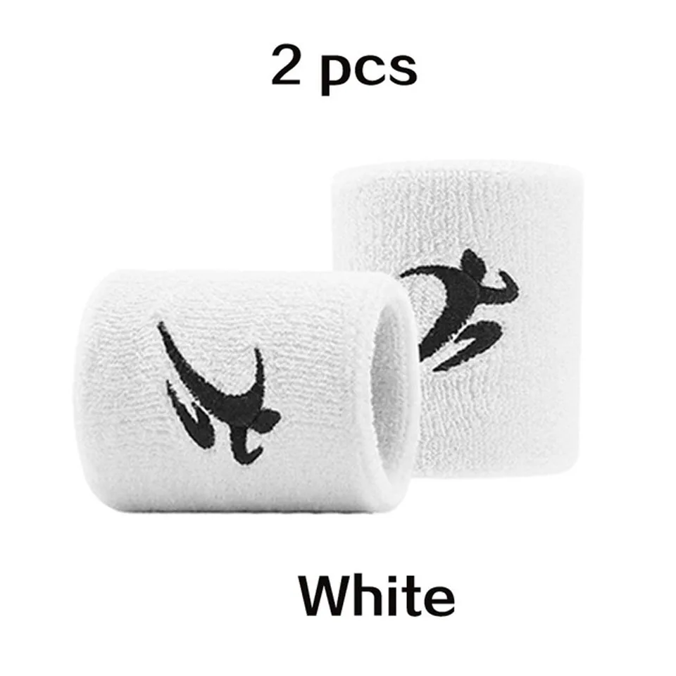 1 Pair White Хлопковые эластичные браслеты на запястье для тренажерного зала и фитнеса, поддержка силовой тяжелой атлетики, нарукавники для баскетбола, тенниса, бадминтонный напульсник - Цвет: 1 Pair White