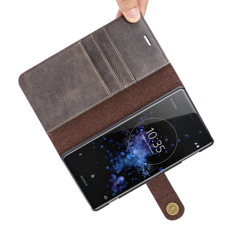 DG. MING Чехол бумажник из натуральной кожи с откидной крышкой для Sony XZ2 Compact 2 в 1