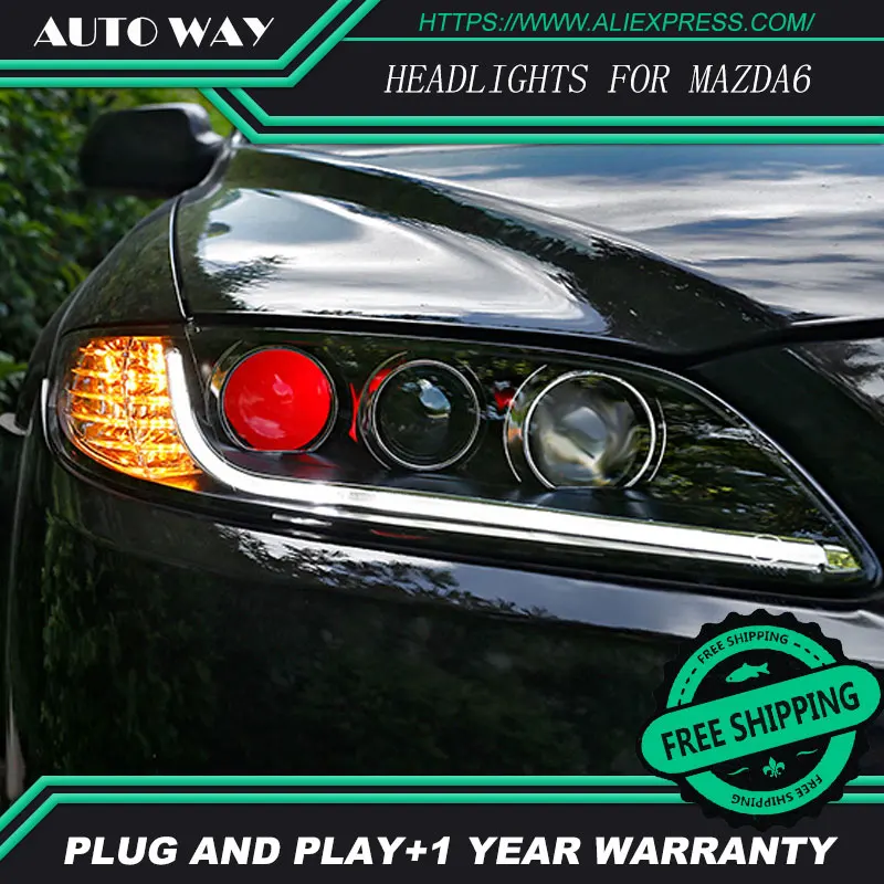 Стайлинга автомобилей фара для Mazda6 фары mazda 6 2004-2013 светодиодный фар H7 D2H Hid вариант Ангел глаз биксеноновые фары