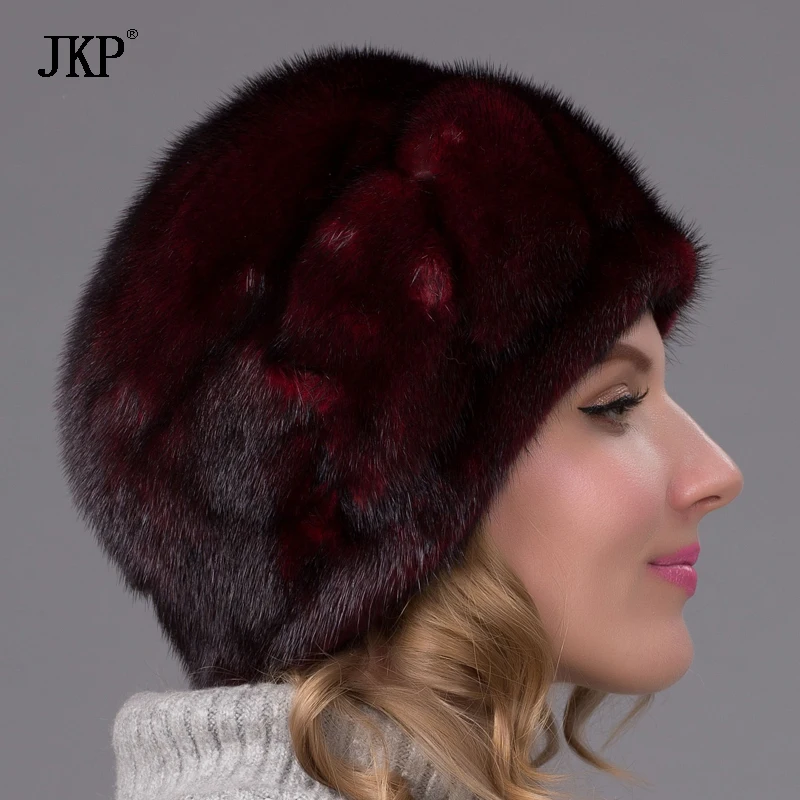 JKP реально натуральная зимняя меховая шапка настоящая норковая для женщин