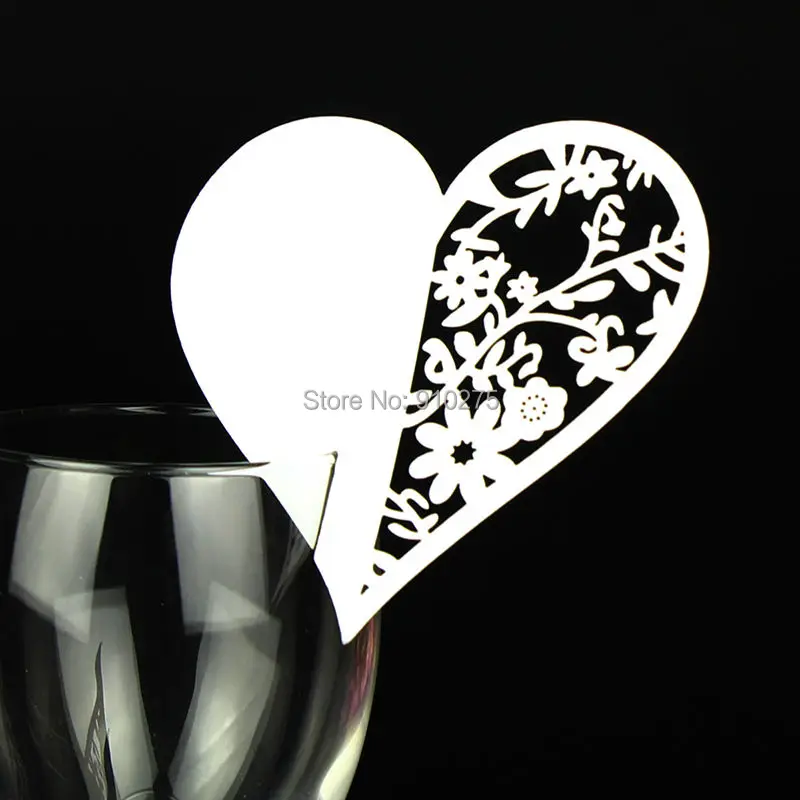 120 шт лазерная резка с вырезами сердце дизайн свадебный стол украшение вино