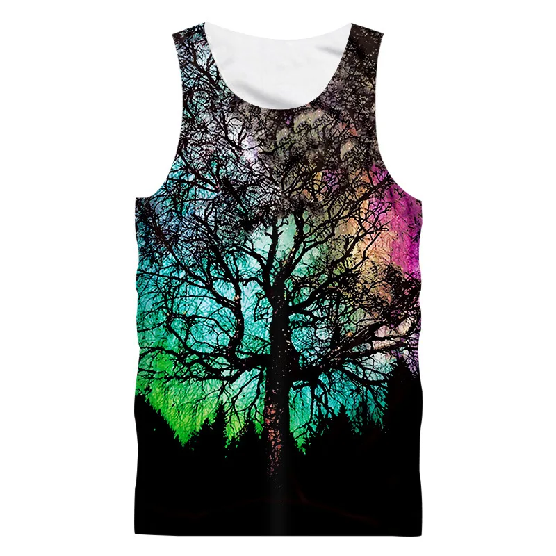 Новинка хип хоп майка Мужская 3d Звезда ночные деревья с принтом топы на бретелях