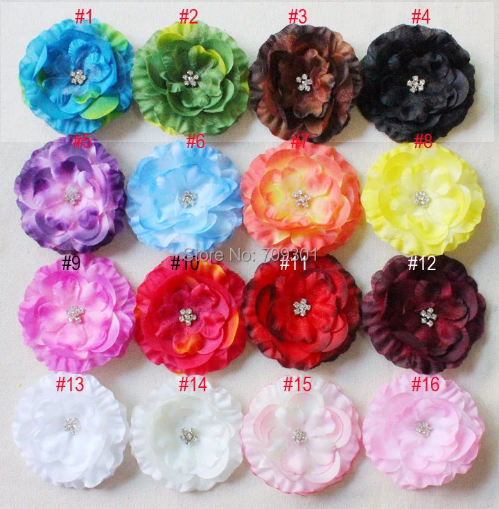 

Заколка для волос с пионами и цветами из горного хрусталя, заколка для волос для девочек, 16 цветов, 100 шт./партия