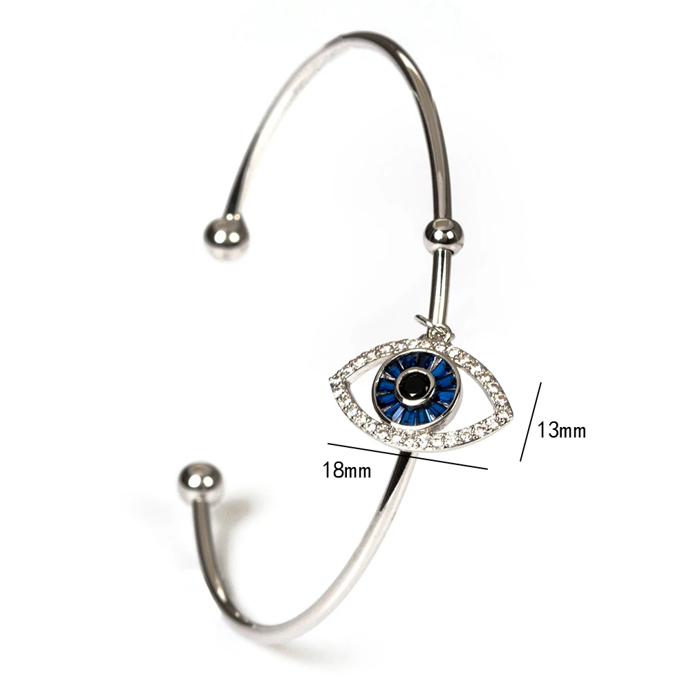 Женский браслет с голубым злом Lucky Eye Открытый из титановой стали роскошное