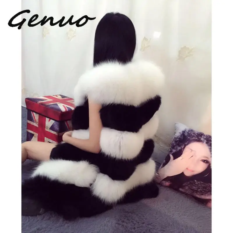 Genuo 2019 autumn and winter new fur fake fur vest vest women's slim fox fur stitching faux fur coat large size female S~2XL