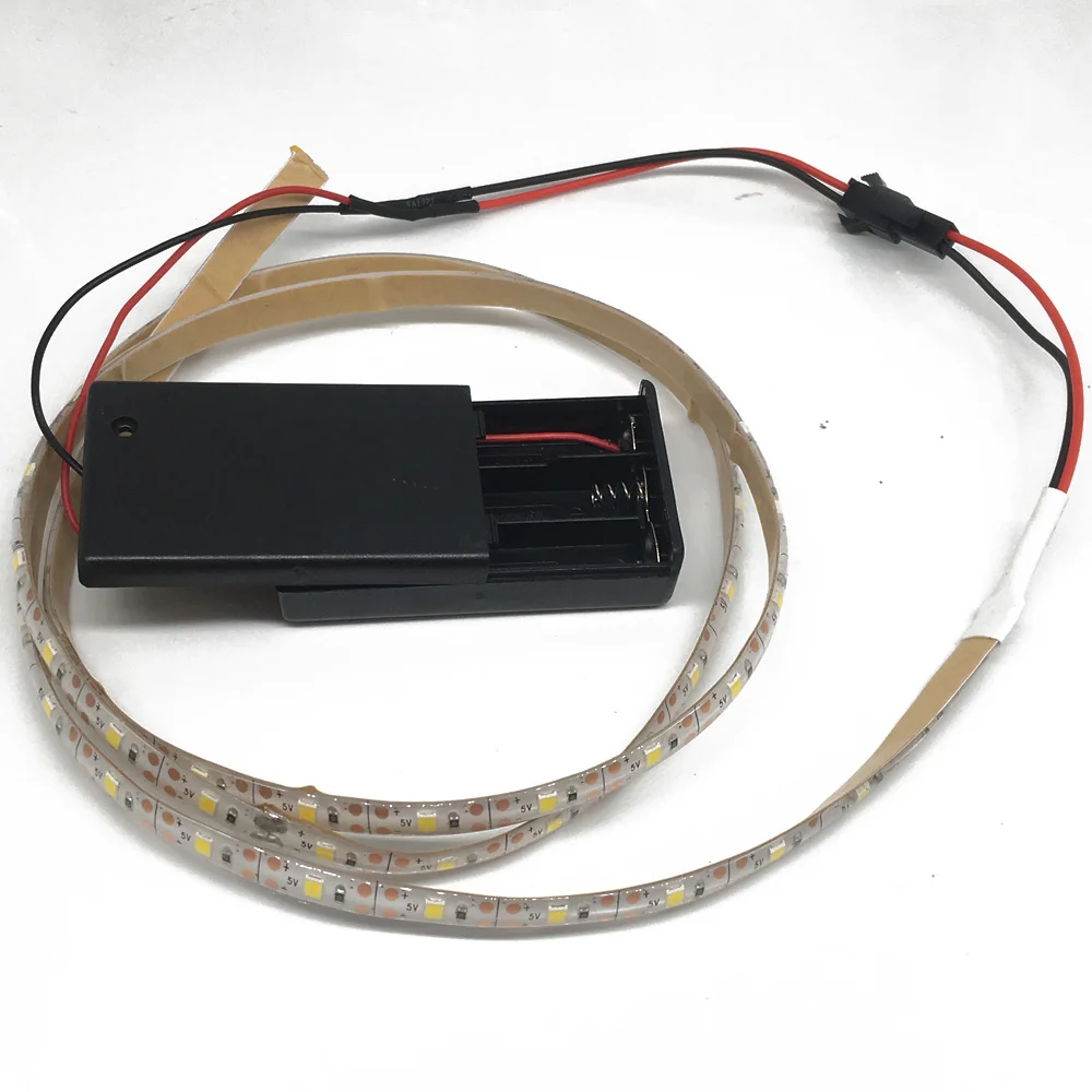 Светодиодная лента на батарейках 3528 SMD с батарейным отсеком белый RGB 0 5 м 2