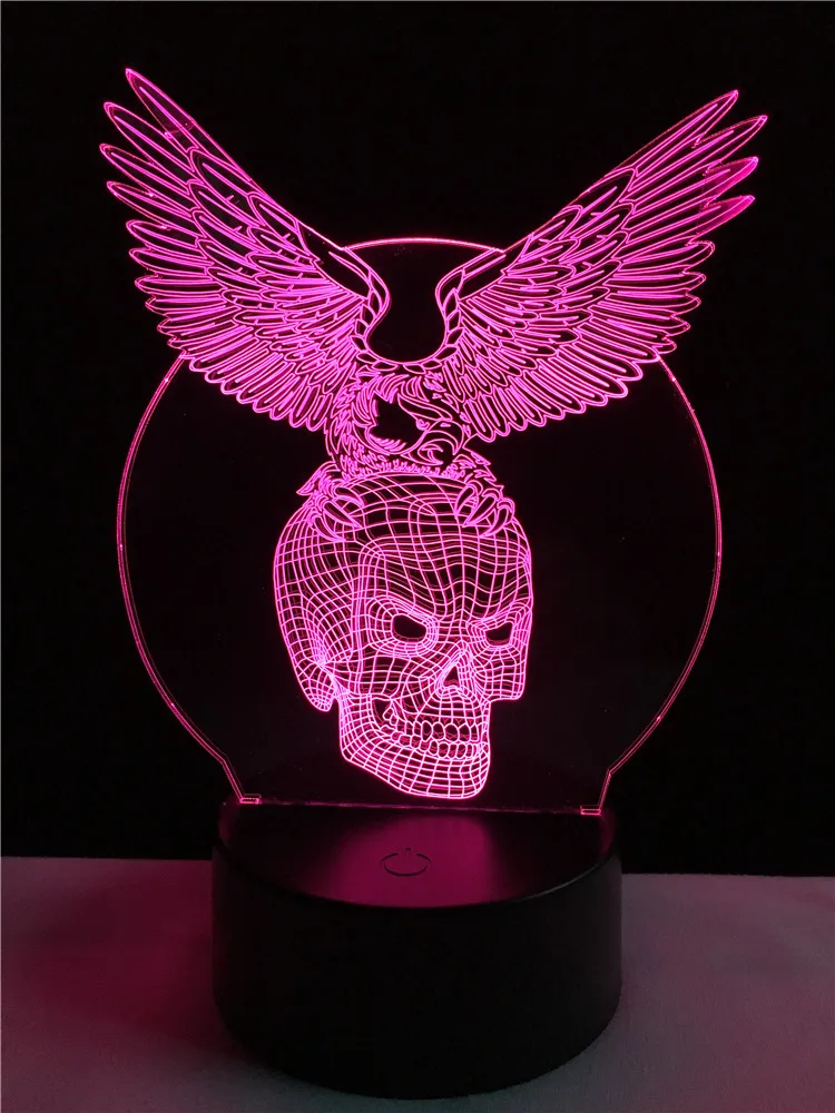 Орел череп инопланетянин 3D светодиодный светильник USB RGB настроение ночной Светильник многоцветный светильник Настольная настольная лампа подарок RC игрушки Хэллоуин Декор Lampara