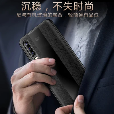 For Huawei P30 Pro Case Luxury Leather Soft Silicone Plexiglass Protect Back Cover for huawei p30 p30pro full cover shell | Мобильные