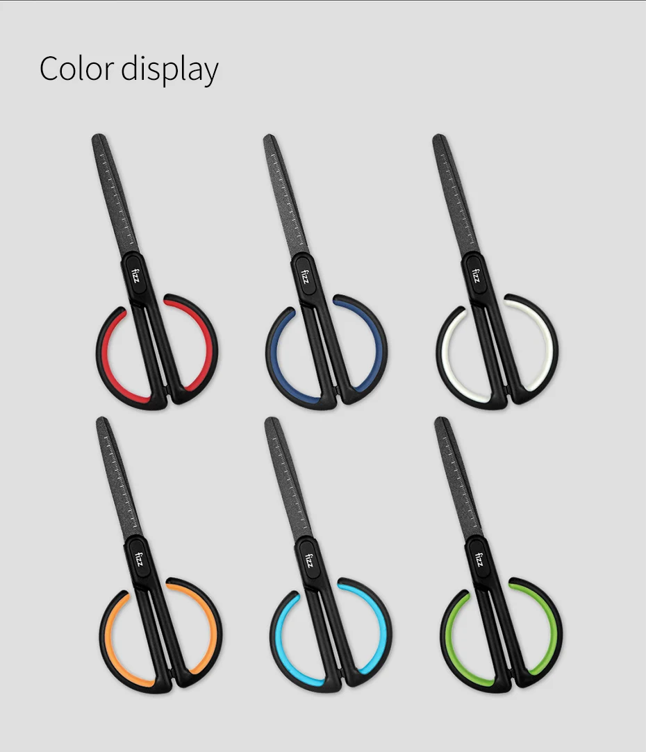 Xiaomi Youpin Fizz тефлоновые ножницы, шкала, знак безопасности, закругленная режущая головка, фториновое покрытие, офисные канцелярские ножницы 35
