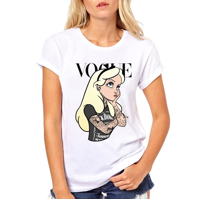 2019 летняя футболка Femme Graphic женская забавная принцесса Vogue Harajuku Camiseta Mujer KoreanStyle Топ