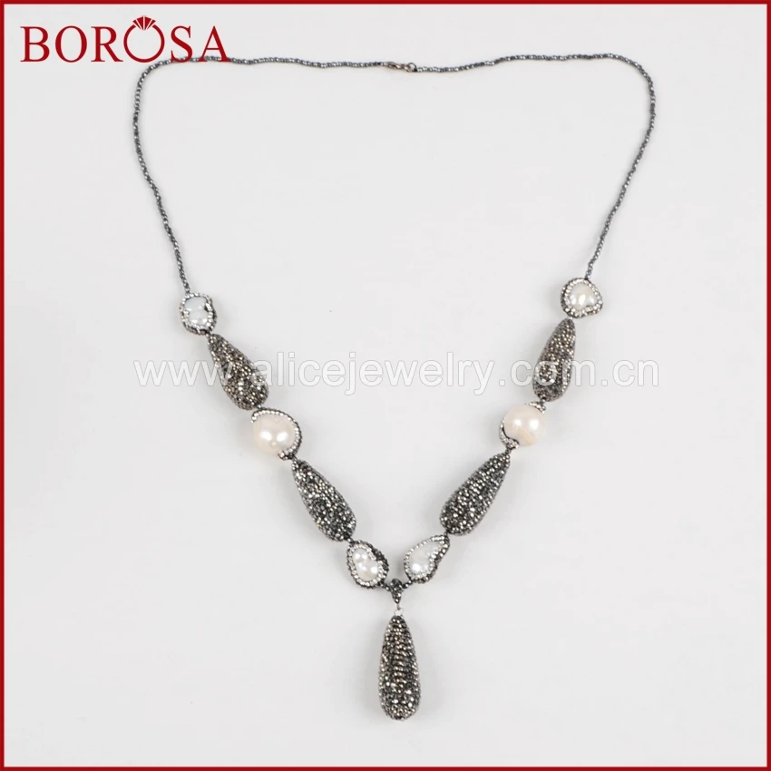 BOROSA Druzy природной произвольной формы жемчуг и капли горный хрусталь проложить