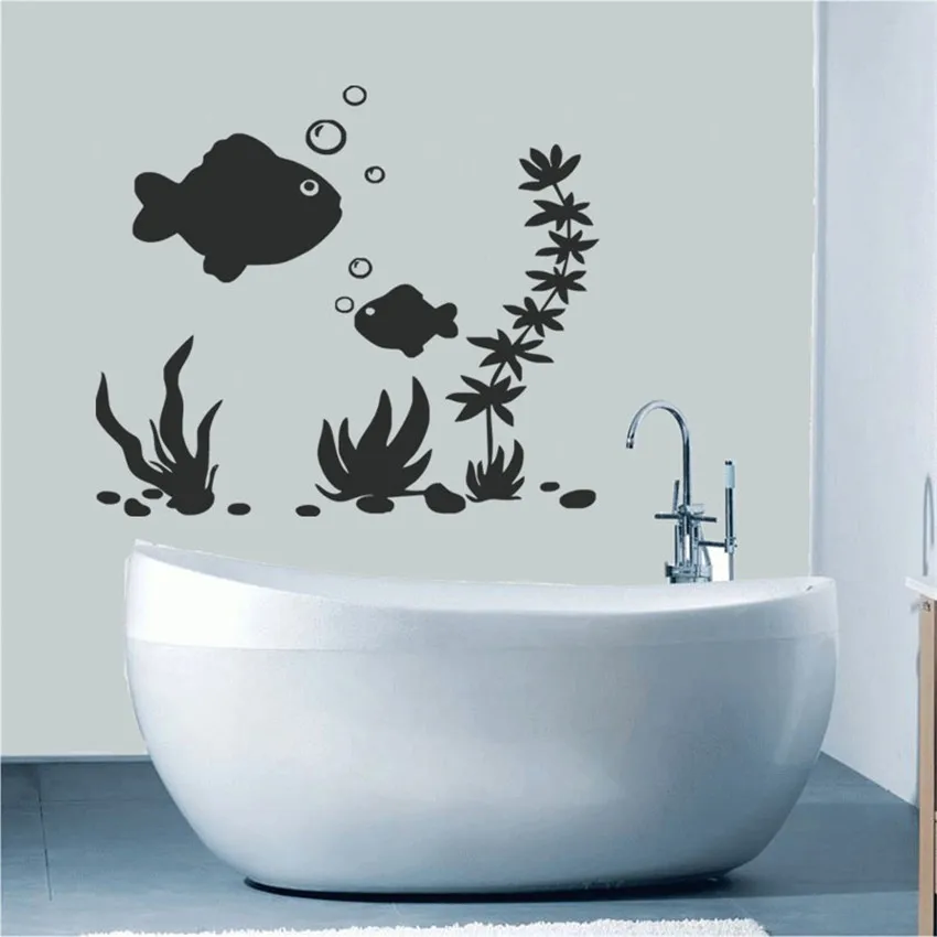 

Fish Sea Plant Bubbles Quote Wall Sticker Removable Waterproof Bathroom Art Decal Self Adhesive DIY Ocean Animal Murals