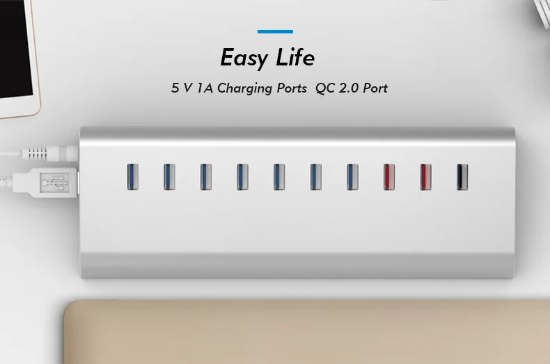Алюминиевый многопортовый USB3.0/type C Высокоскоростной разветвитель, металлический концентратор, независимый концентратор питания, SD кардридер, компьютер, ноутбук, настольный компьютер