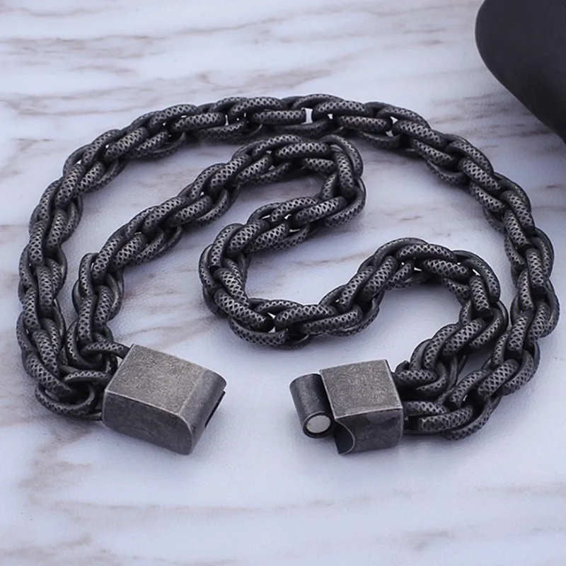 

ATTYIRENA Black Solid Stainless Steel Men's Chain Bracelet With Magnetic Clasp Mens Bracelets & Bangles 2018 Jewelry Armbanden