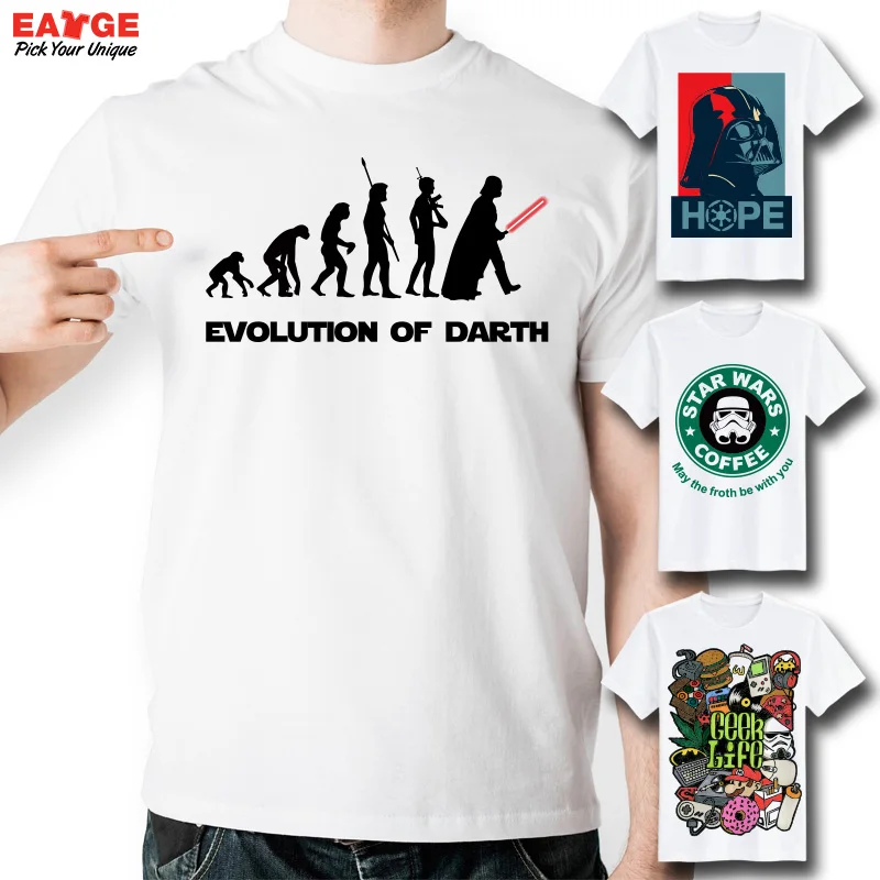 Творческий Повседневное Топ Прохладный звездные войны футболка смешной фильм с