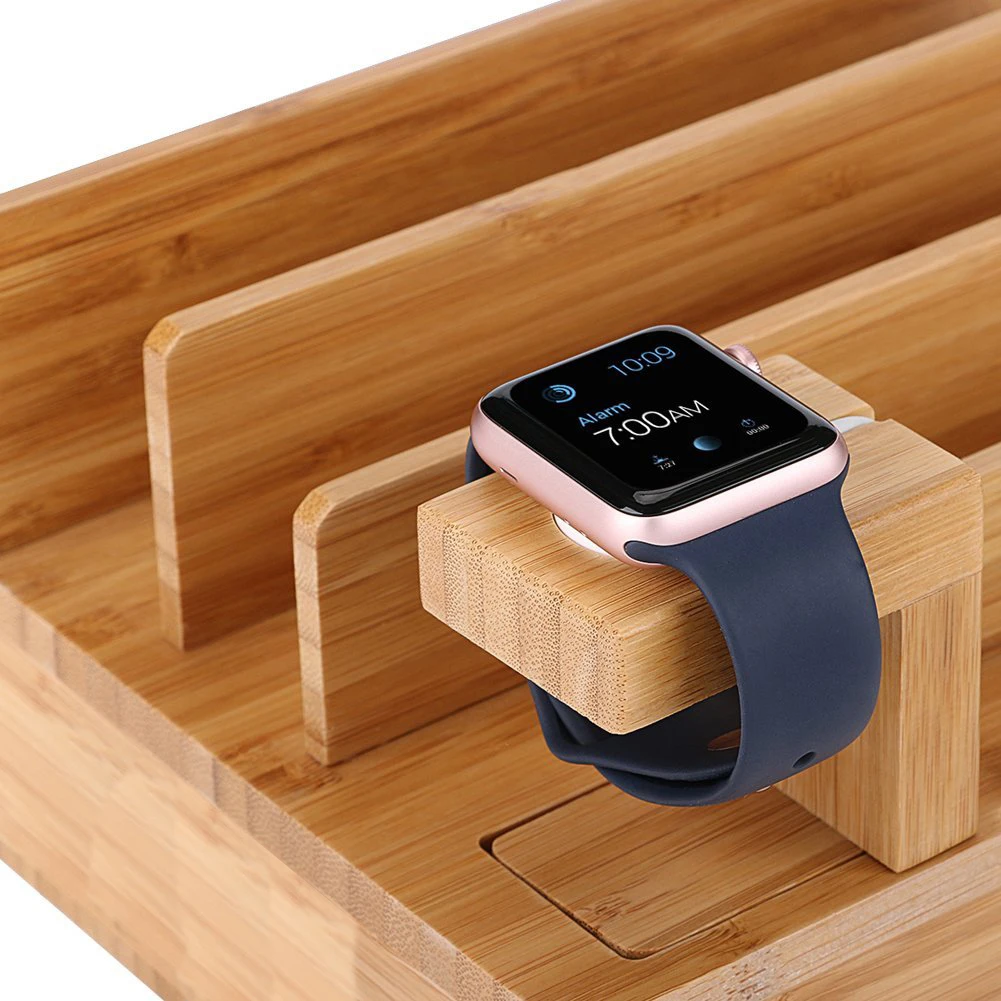 6 USB порт быстрое зарядное устройство настольная зарядная станция бамбук