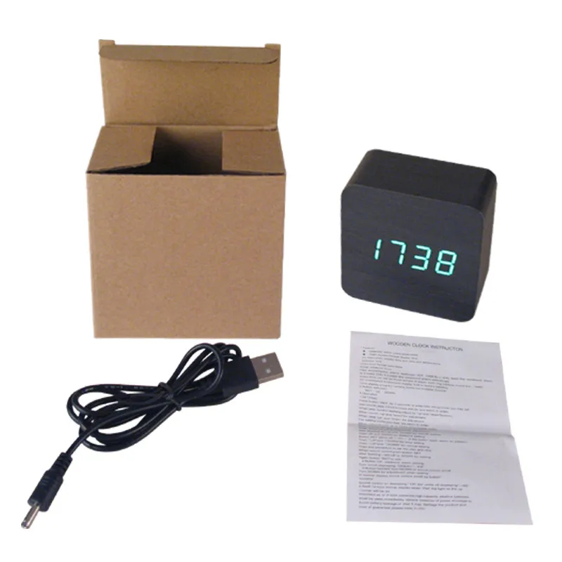 

Wooden LED Alarm Clock With Thermometer LED Electronic Desktop Digital Table Clocks For Gifts electronic desk clock