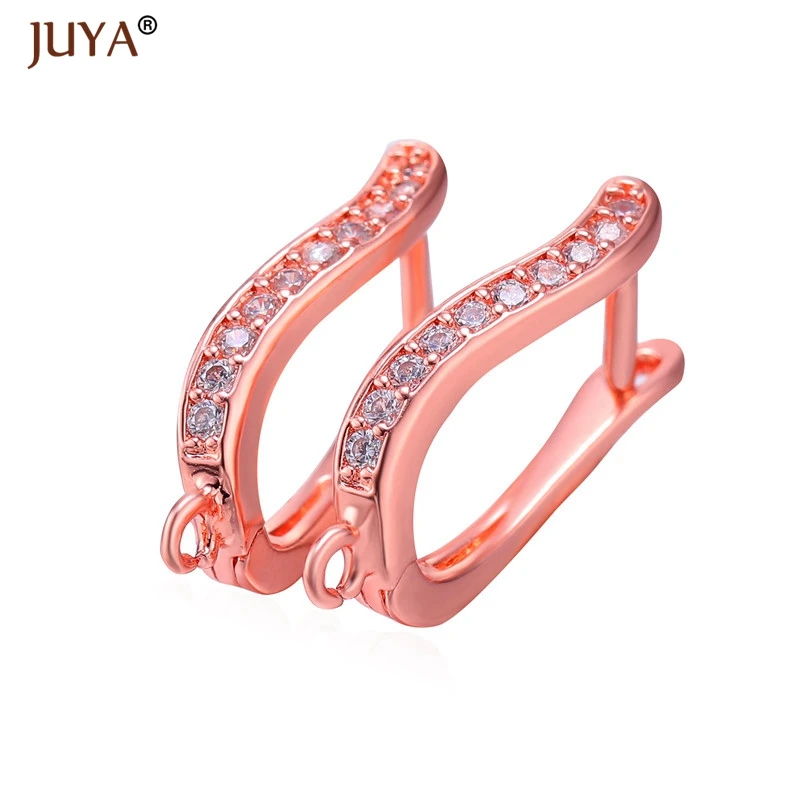 rose gold Швензы,швензы для сережек,застежки для сережек Креативный австрийский кристалл Leverback ушной провод обруч Крючок сережки, фурнитура DIY женские серьги для изготовления ювелирных изделий застежки крючки - Цвет: rose gold