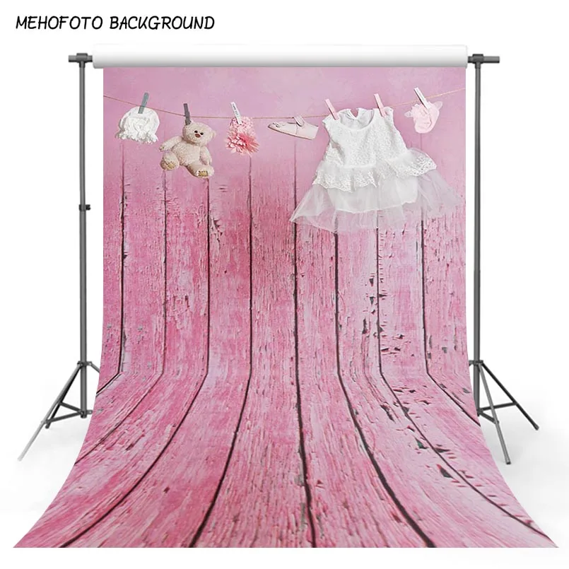 Цельный розовый фон для фотосъемки с деревянной доской 5x7ft маленьких девочек