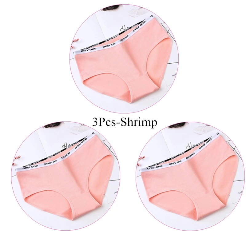 3Pcs-Shrimp 3 шт./компл. трусики Для женщин женского нижнего белья; хлопковые трусы; мягкое гигиеничное популярное нижнее белье для девочек, нижнее белье - Цвет: 3Pcs-Shrimp