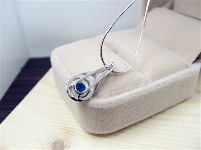 CC кулоны ожерелья для женщин синий круглый камень свадебные Bijoux Femme помолвки вечерние женские ювелирные изделия без цепи CCN143