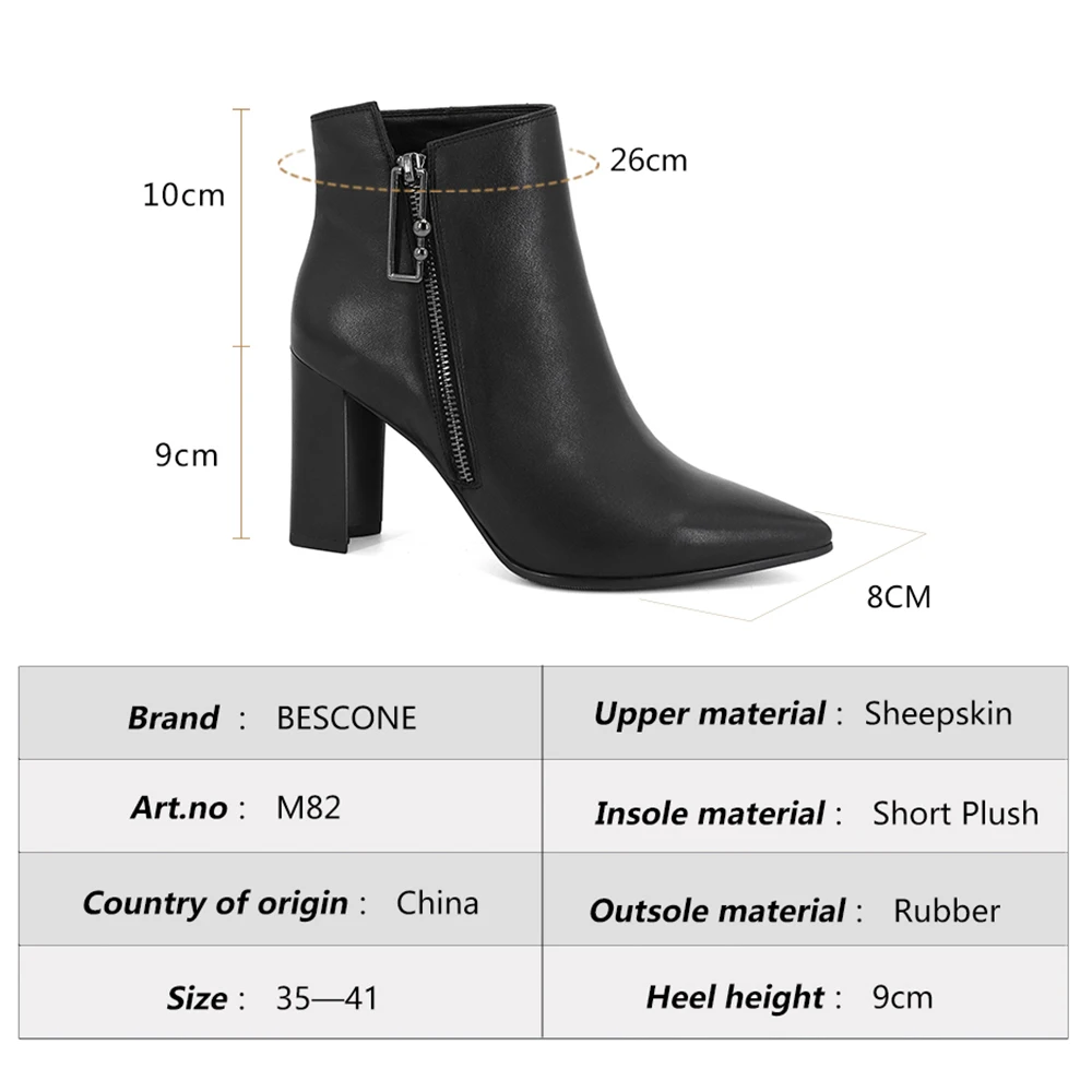 Женские короткие ботинки ручной работы BESCONE модные из натуральной кожи с острым
