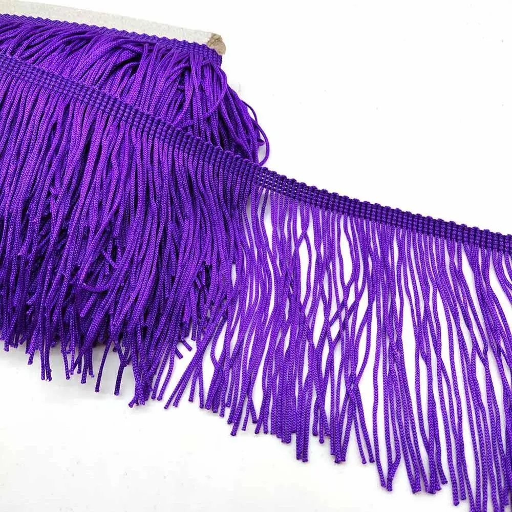 Purple Красивая 10 ярдовая кружевная бахрома с отделкой 10 см широкая кисточка бахрома отделка для самостоятельного изготовления латинских платьев аксессуары для сценической одежды кружевная лента - Цвет: Purple