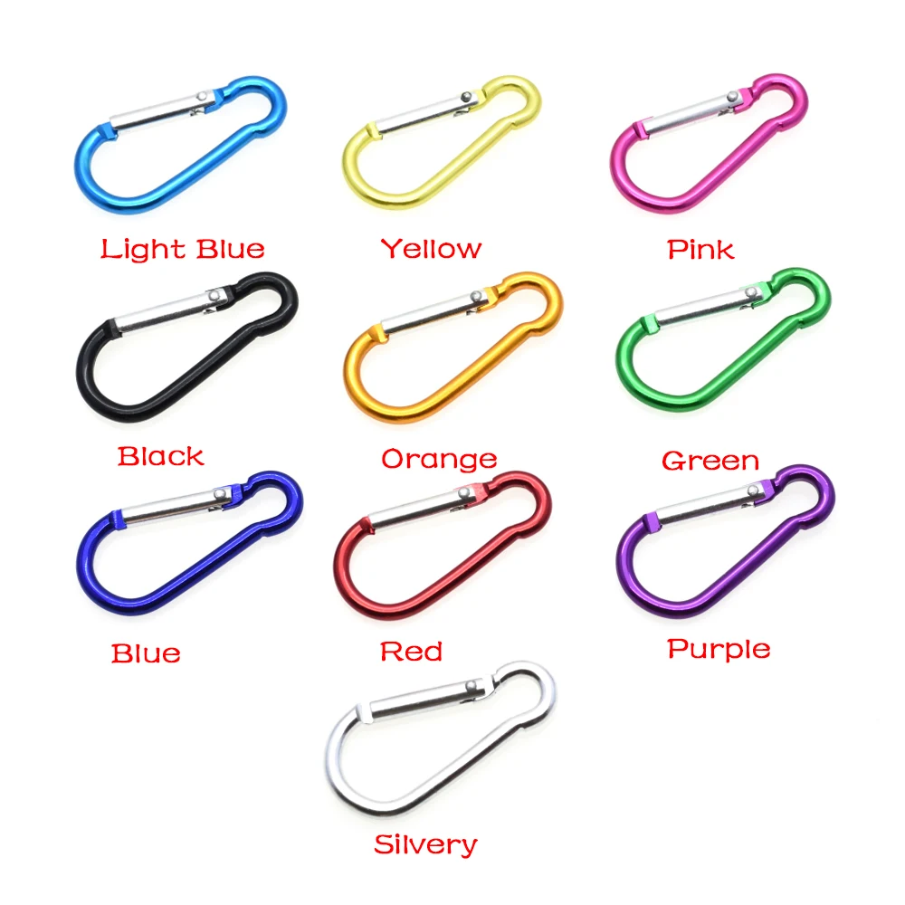 

100pcs/pack Aluminum Carabiner Snap Hook Keychain For Paracord Outdoor Activities Hiking Camping 10 Colors