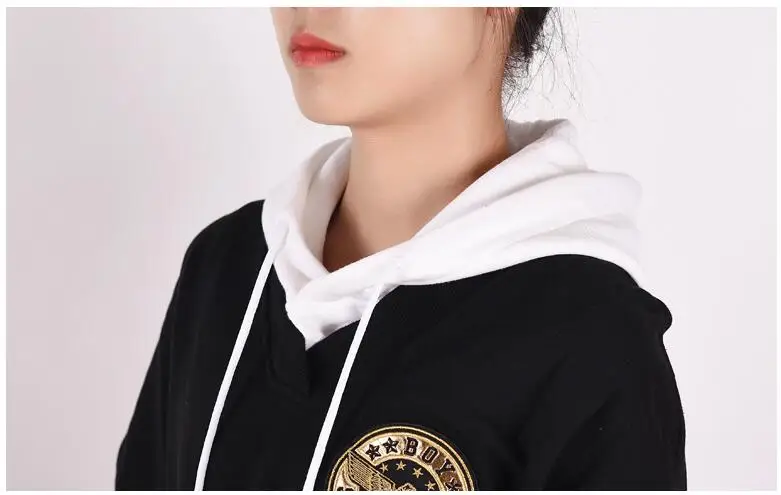 Модный черный свитер с капюшоном и фальш-воротником для девочек универсальный на