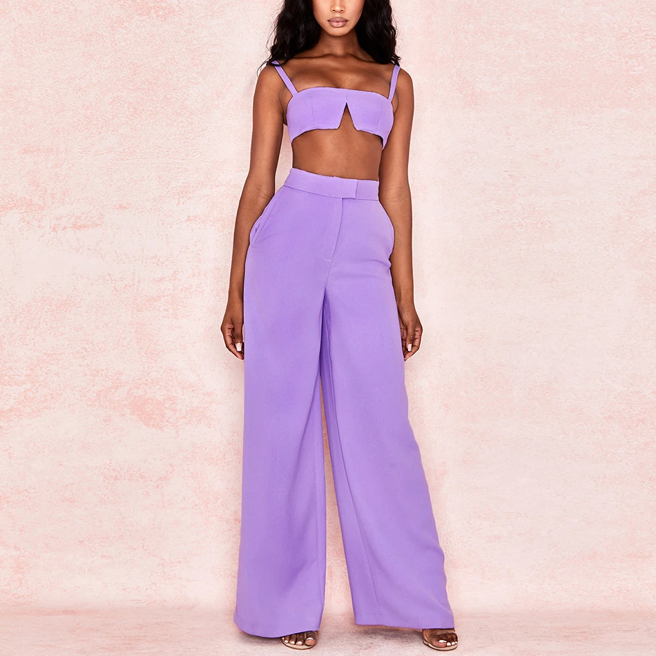 Осень зима 2020 модные женские комплекты из двух предметов Топ без бретелек и