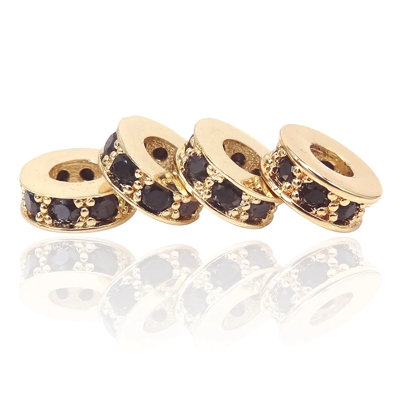 4 вида цветов микро проложить Черный CZ Rondelle разделитель бисерная Подвеска для