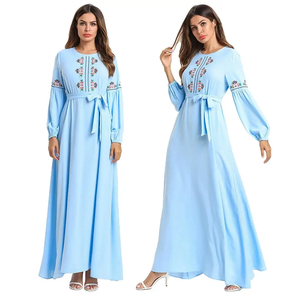 Мусульманское арабское платье Abaya женское винтажное макси с длинными рукавами и