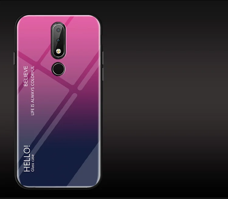 Твердый чехол из закаленного стекла с градиентом и мягкой рамкой для Nokia X6 7 Plus 8 3,1 Plus 7,1X7 3,1 Plus 9 стеклянный чехол для телефона