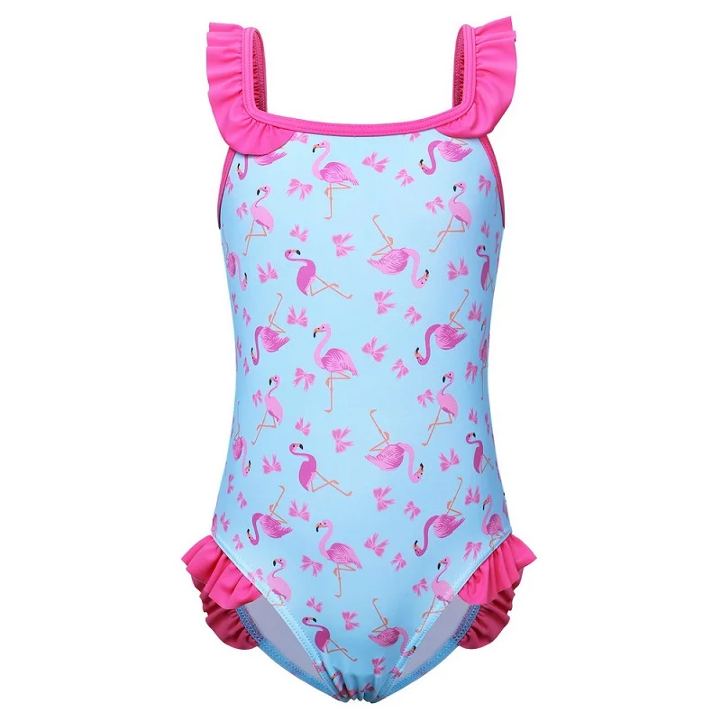 S278 flamingo BAOHULU/Детское платье купальный костюм для девочек с цветочным принтом и фламинго цельный костюм в полоску, детская пляжная одежда, купальный костюм - Цвет: S278 flamingo