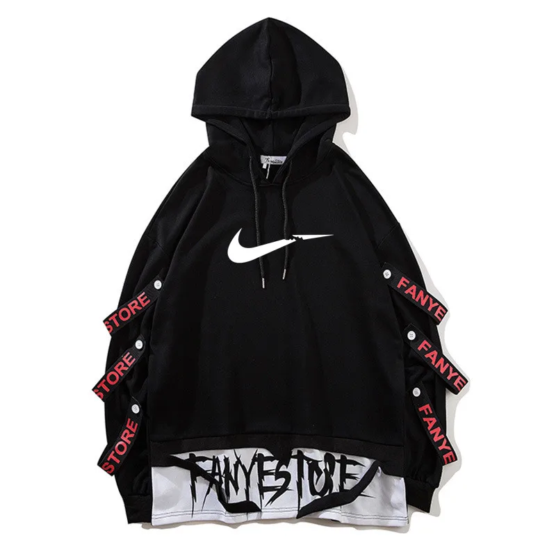 Мужские свитшоты с лентами сбоку пуловеры толстовки капюшоном Прямая поставка