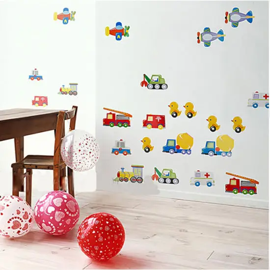 Милые Автомобили Самолеты утки стильный домашний декор Настенная Наклейка