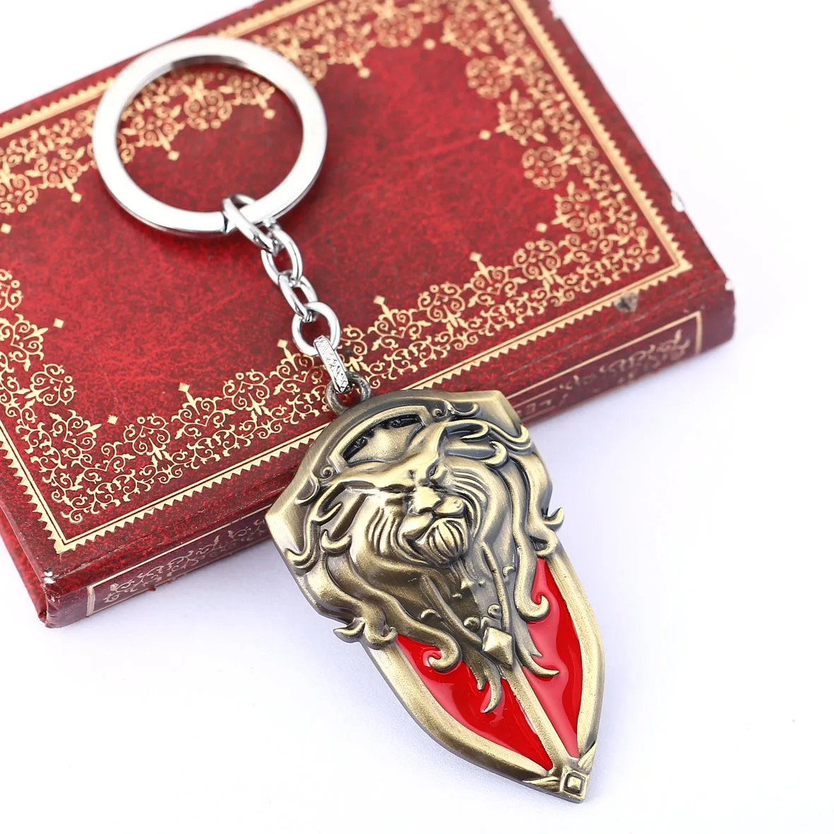 В стиле панк WOW игра Glory for the Alliance брелок со львом античный серебряный Голова