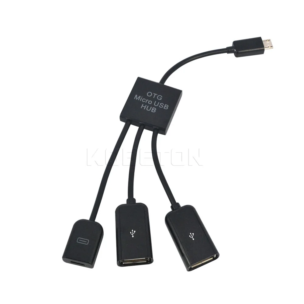 Kebidu OTG 3 порта Micro USB зарядный концентратор кабель Spliter Соединительный адаптер для