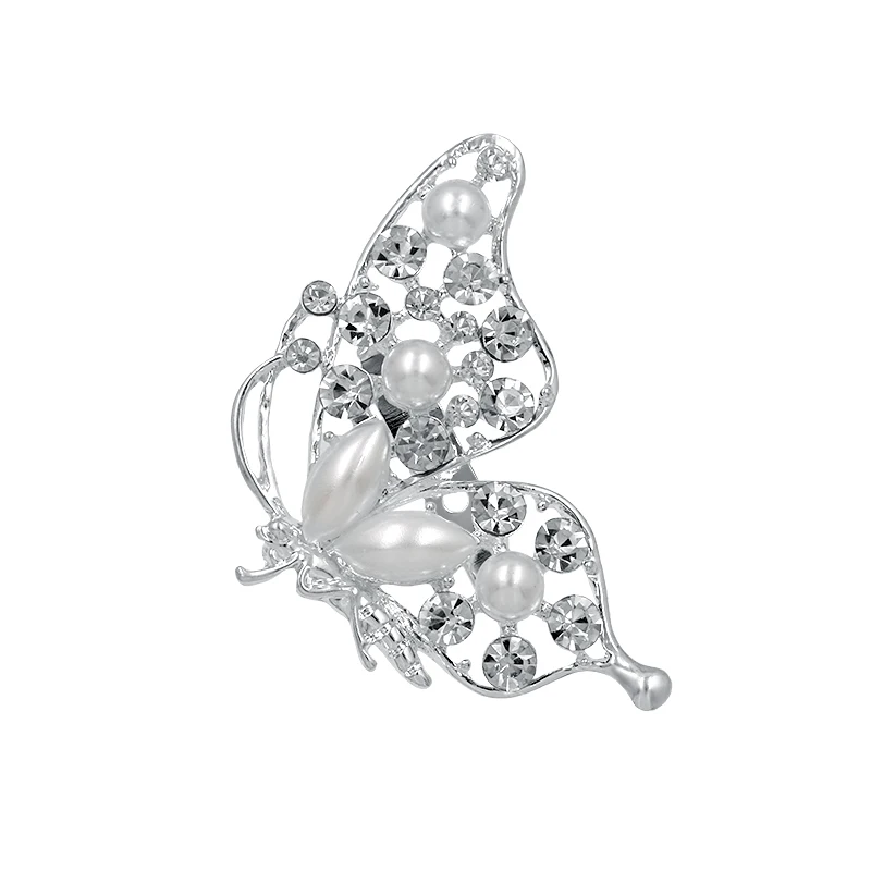 Новейшая брошь со стразами и жемчугом в виде бабочки насекомых булавка для