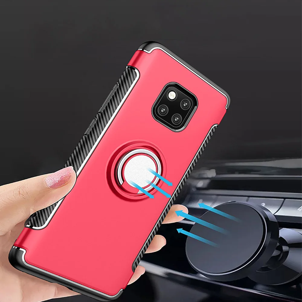 Dual Layer Magnetic Ring Kickstand Armor Case For Huawei Mate 20 Pro Hybrid Hard PC Back Anti Shock Cover |