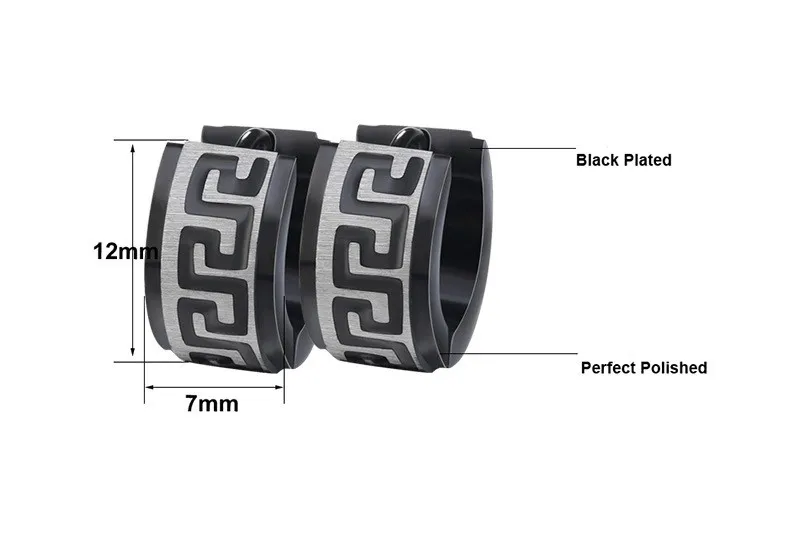 Unisex Stainless Steel Earrings for Men/Women Fashion Black Punk Rock Jewelry | Украшения и аксессуары