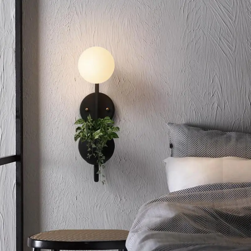 

modern Mirror Light Nordic living room Decoration Wall Light study bedroom warm bedside macaron Color plant wall lamp
